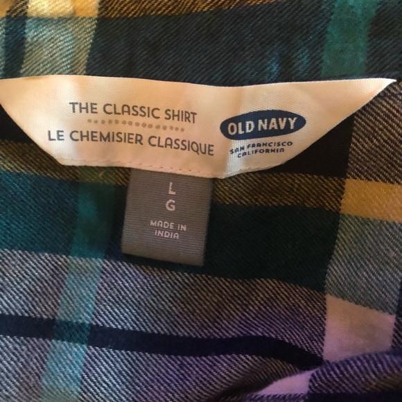 Old Navy - Button Up Flannel Plaid Shirt - Large - Picture 3 of 4